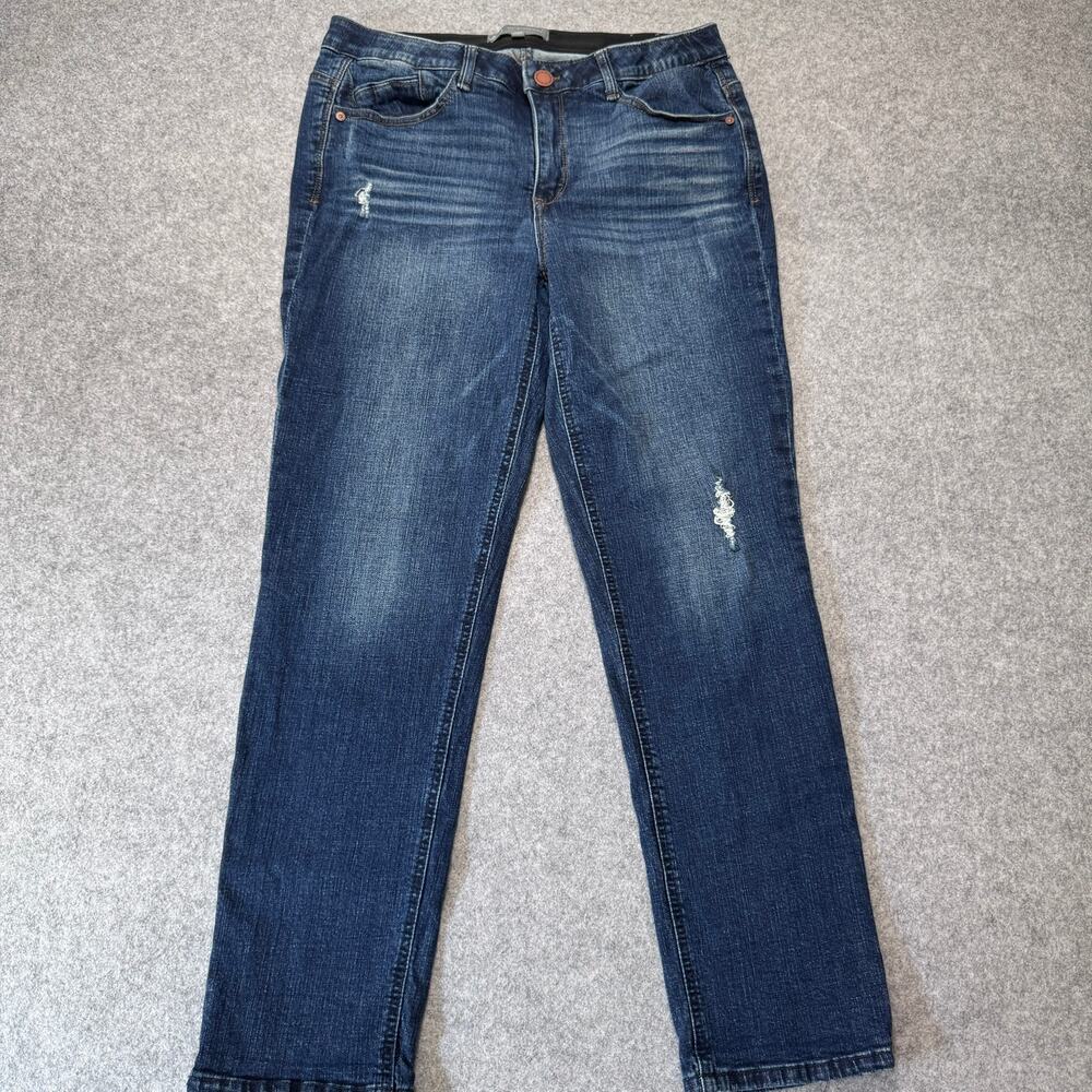 Wit & Wisdom Ab-Solution Straight Jeans Women’s 12 Distressed Dark Wash 28"